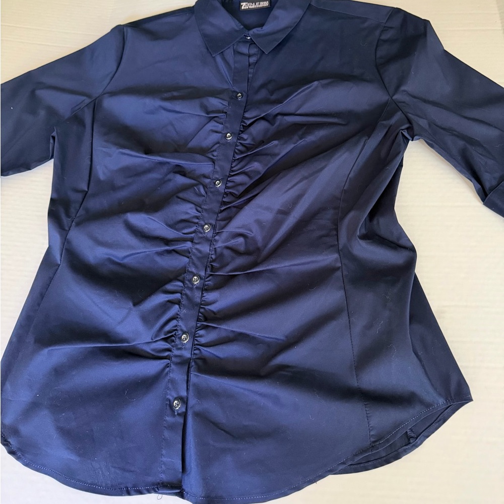 Avenue Navy Button-Up Shirt
